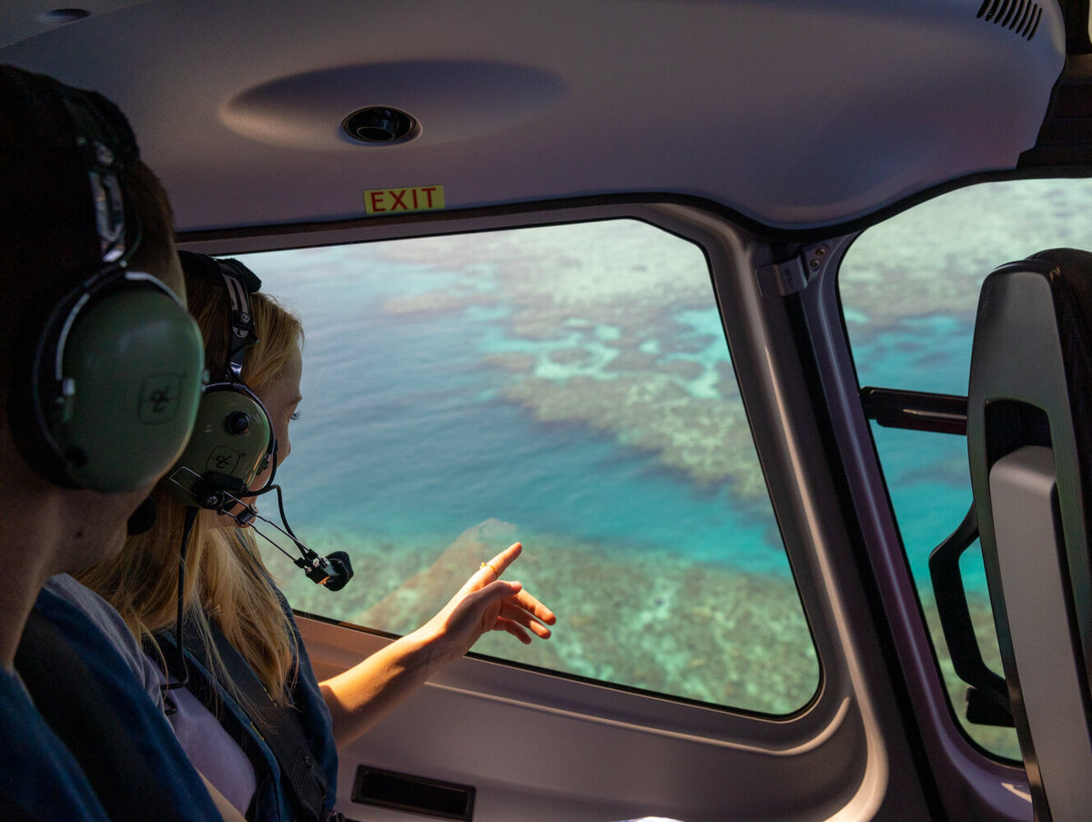 View from inside Great Barrier Reef Helicopter