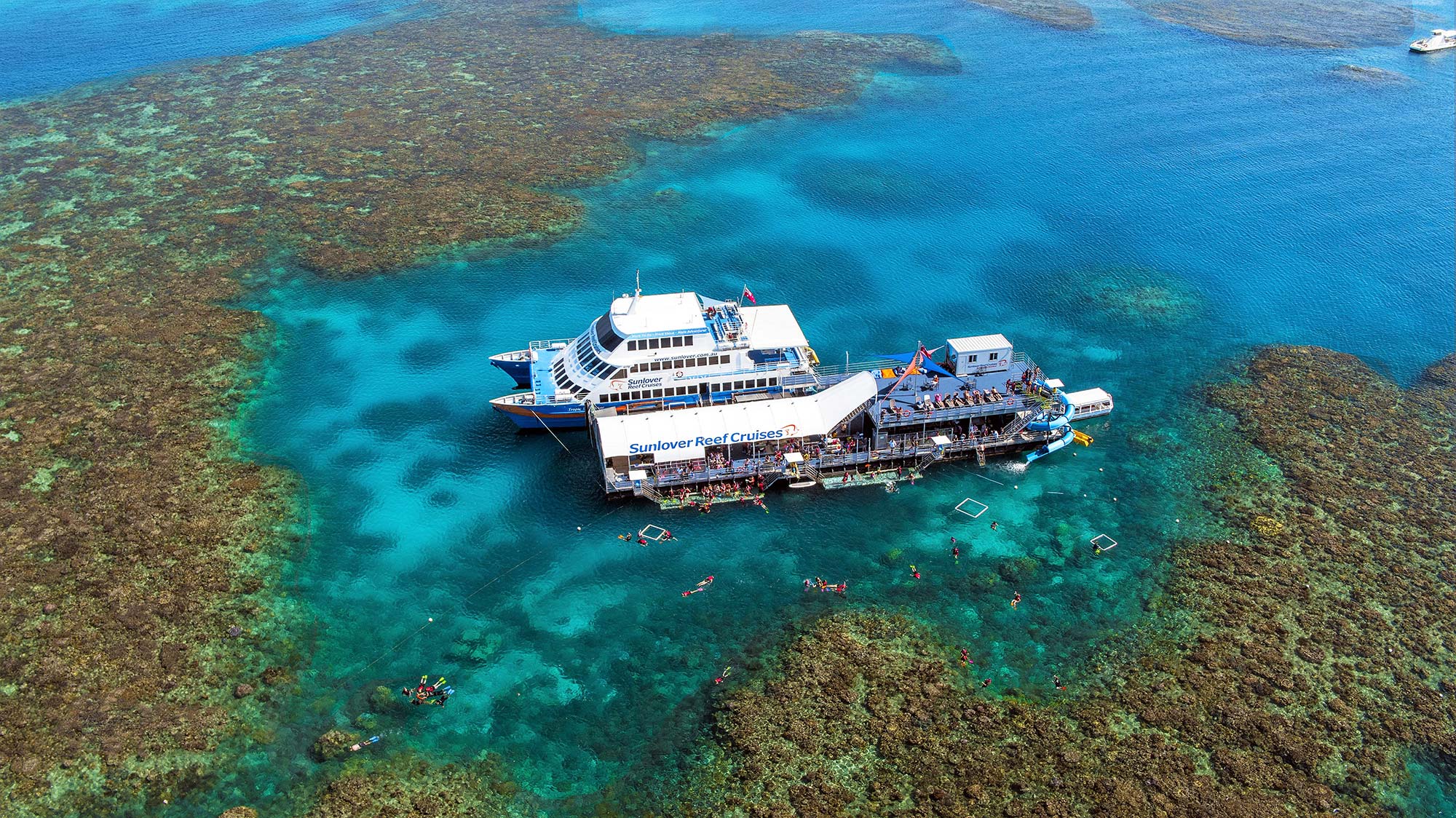 Sunlover Reef Cruises Moore Reef pontoon with waterslide